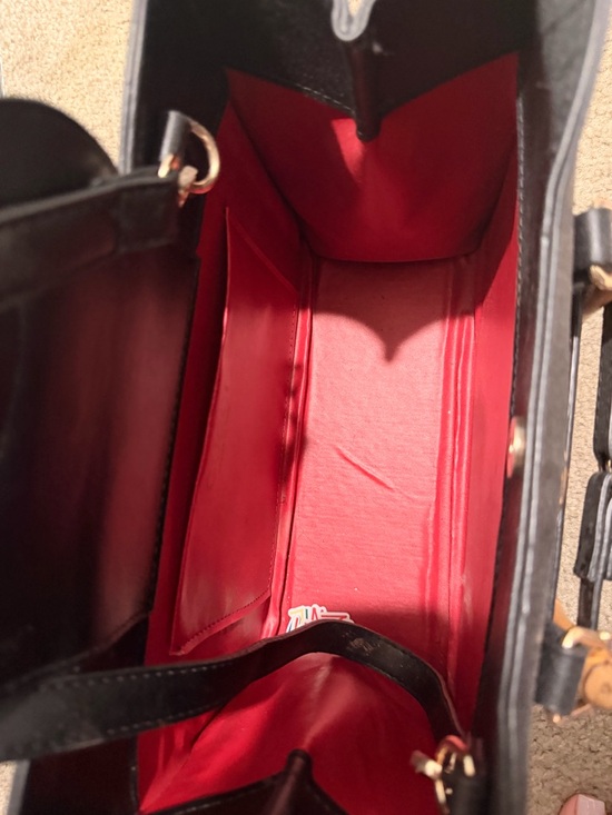 Gucci Beige GG Canvas Tote with Black Trim and Bamboo Handles - Picture 2 of 5